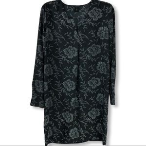 Ann Taylor | Black long sleeve dress floral print